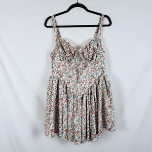 Milkmaid Dress Basque Waist Floral Womens L? Prairie Cottagecore Romantic